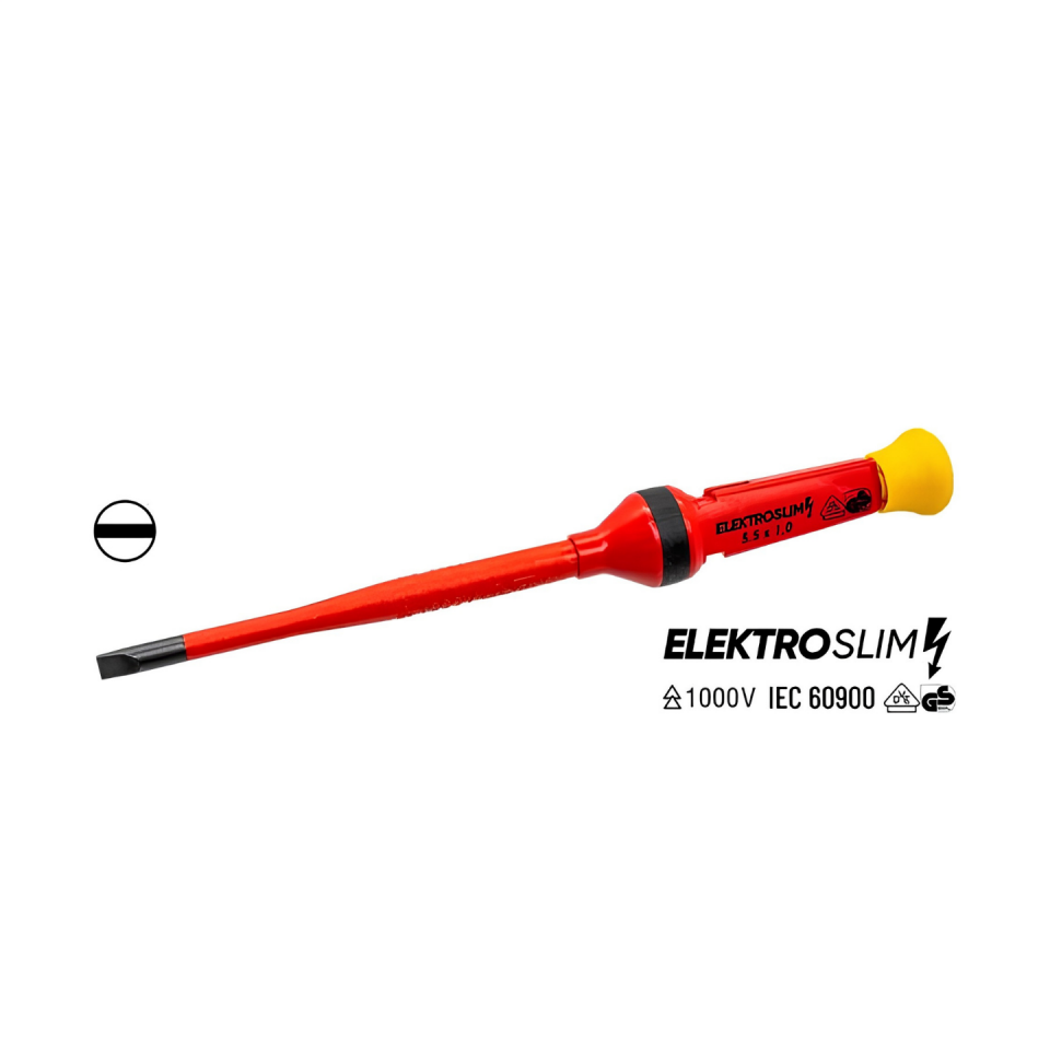 İzeltaş 1000V İzoleli Elektro Slim Düz Uçlu Tornavida 5.5X100 Mm-İzeltaş 14000005332