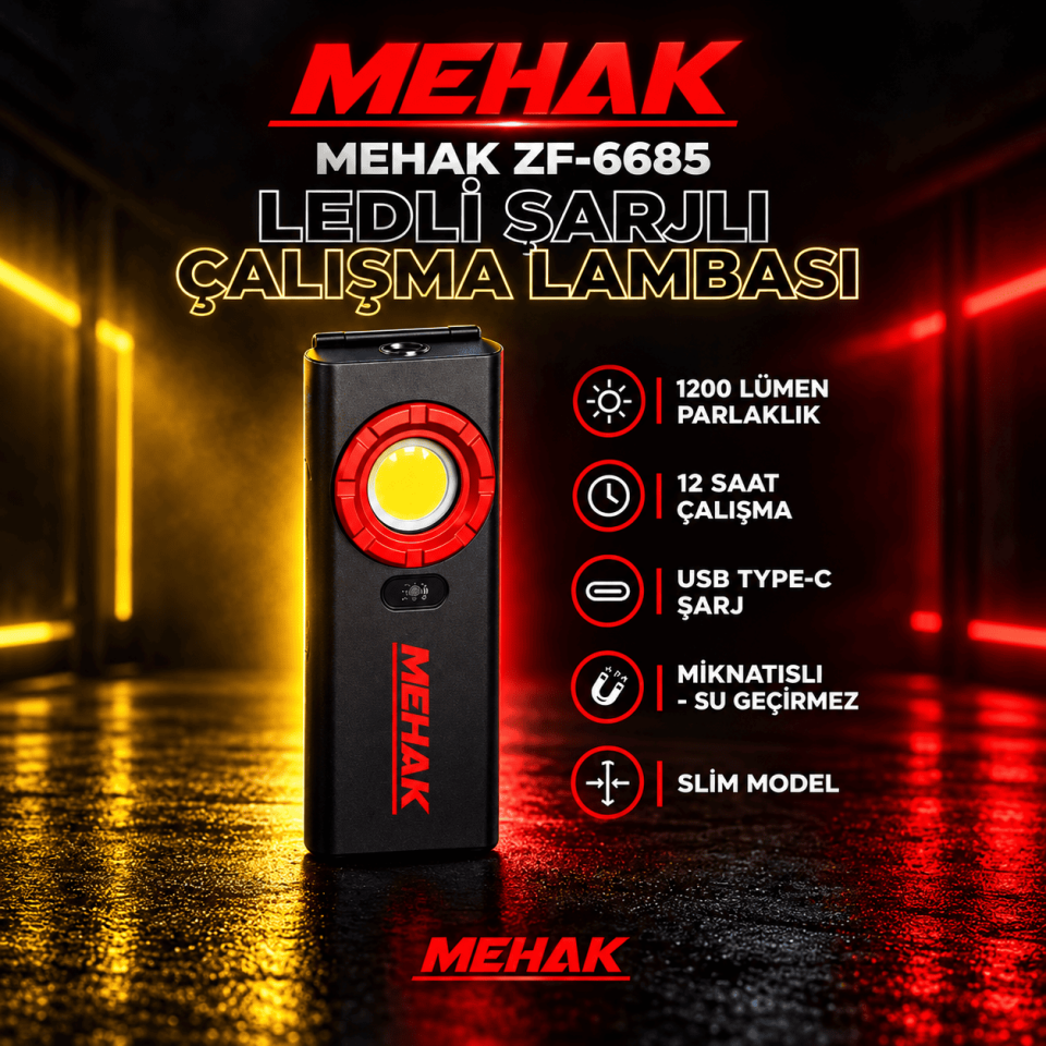 Mehak ZF6685 1200 Lümen LED Şarjlı Çalışma Lambası