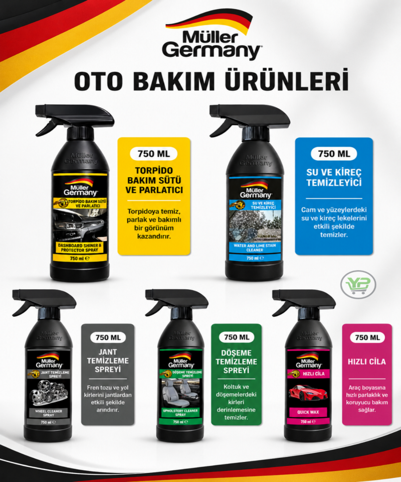 12'li Araba Yıkama Bakım Seti | Oto Temizlik-Yıkama Set (Yüksek Kalite)