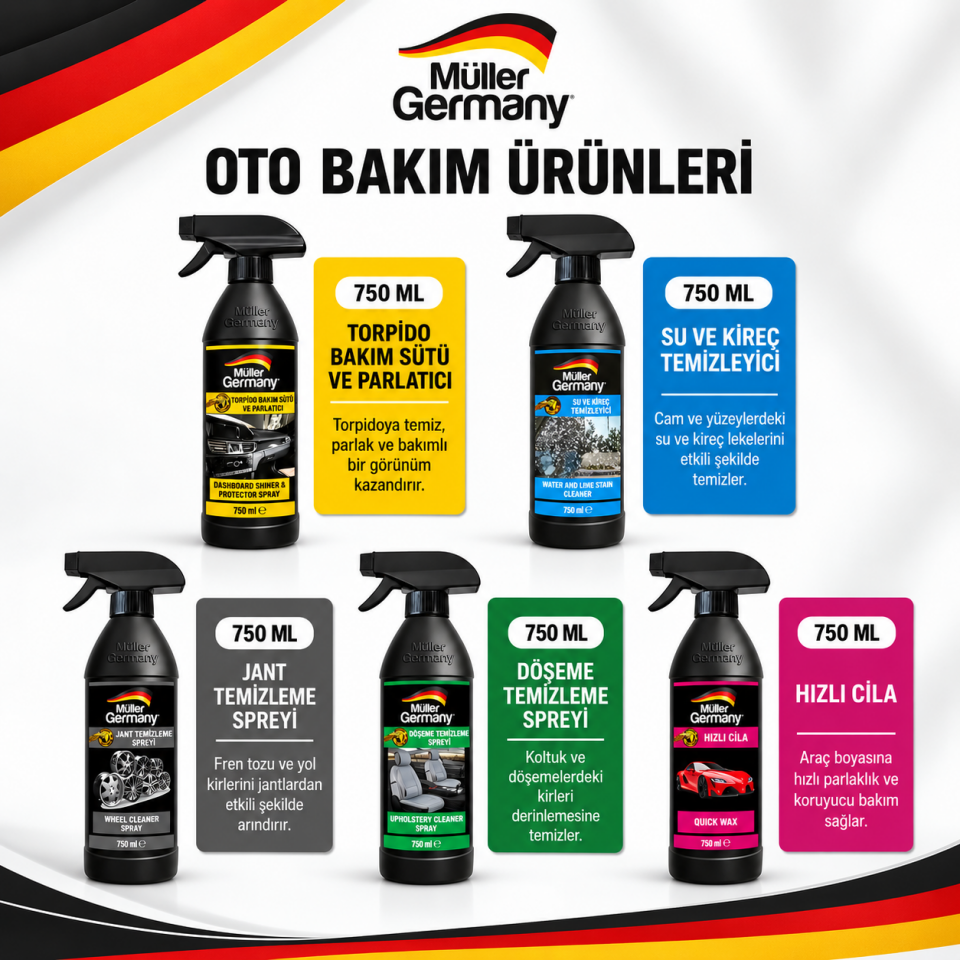 12'li Araba Yıkama Bakım Seti | Oto Temizlik-Yıkama Set (Yüksek Kalite)