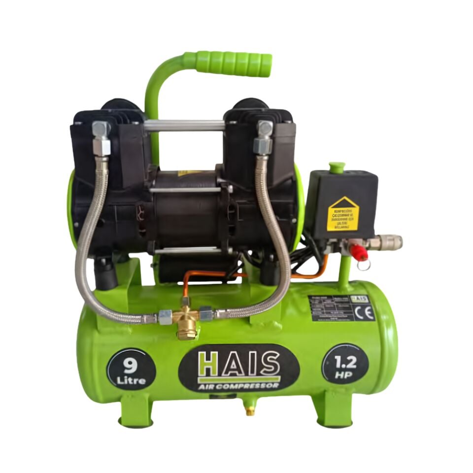 Hais 9 Litre Sessiz Yağsız Hava Kompresörü 1.2 Hp Yeni Seri